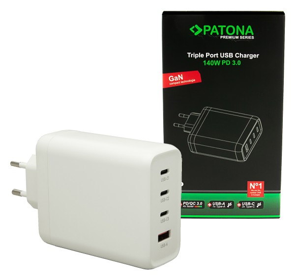 PATONA PREMIUM PD140W 3XUSBC 1XUSBA ADAPTER PD3.0 QC3.0 BIANCO