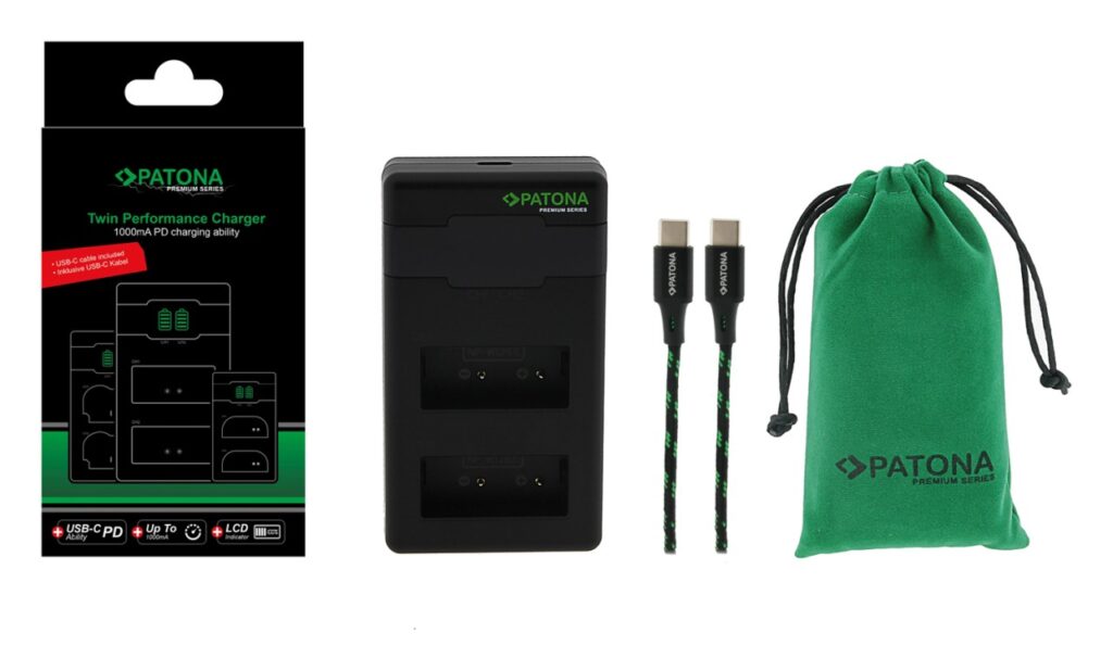 PATONA PREMIUM TWIN PERFORMANCE PD CHARGER FOR FUJI NPW126 HS30 EXR HS30EXR HS30EXR HS33 EXR HS33EXR HS33EXR XPRO 1 XPRO 1 INCL. USBC CABLE