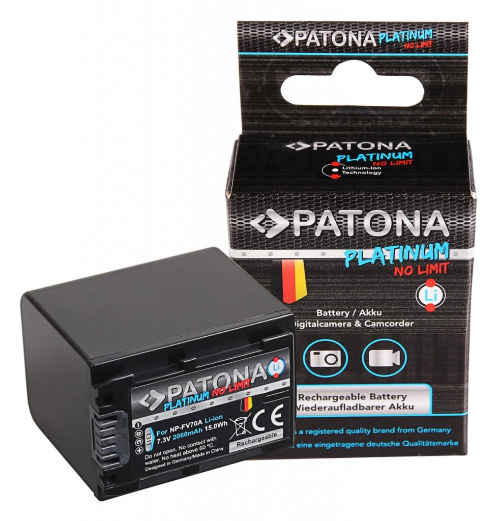 PATONA BATTERY PLATINUM SONY NPFV70 FDRAX40 FDRAX45 FDRCX680 NEXVG30