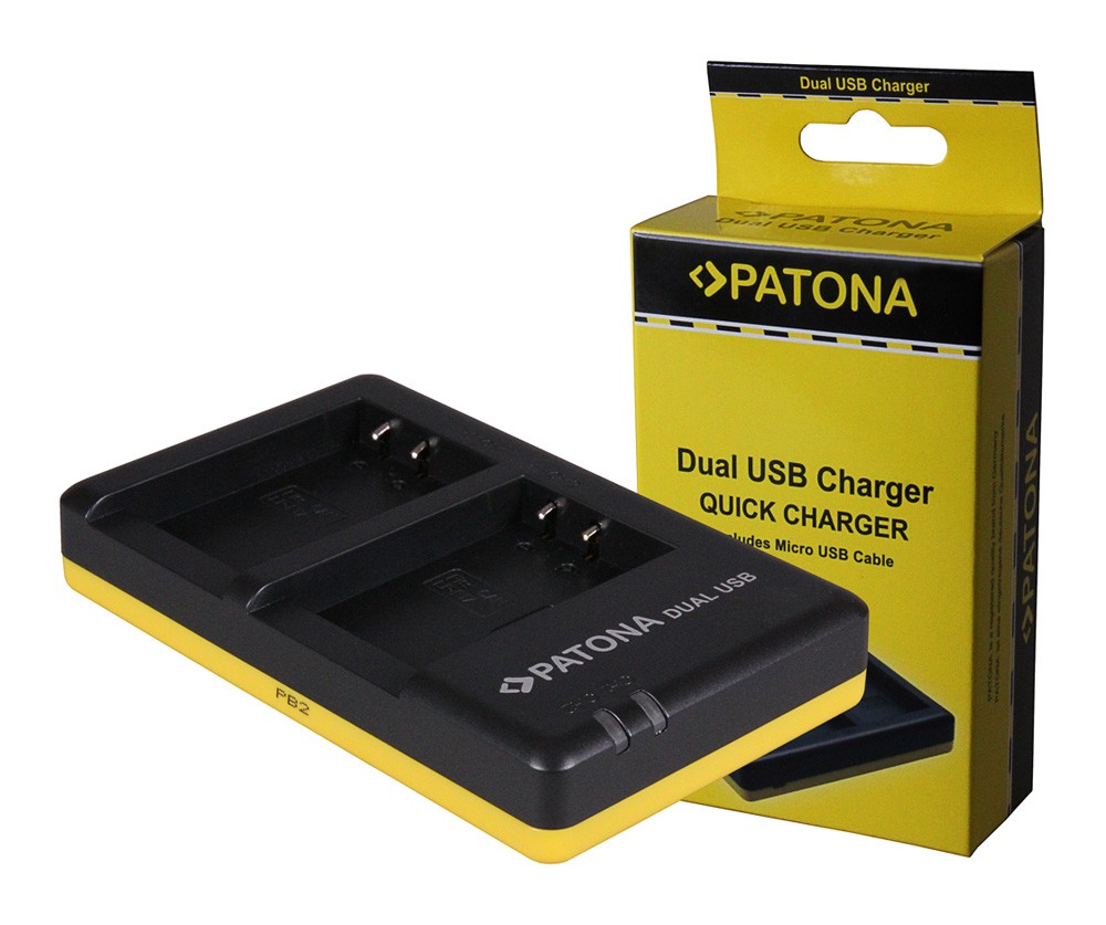 PATONA DUAL QUICKCHARGER CANON LPE17 EOS 750D 760D KISS X8I INCL. MICROUSB CABEL