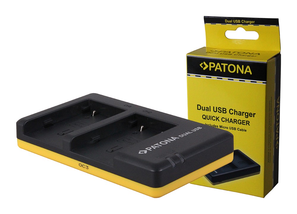 PATONA DUAL QUICKCHARGER CANON NB2L NB2LH 2L12 2L14 INCL. MICROUSB CABEL