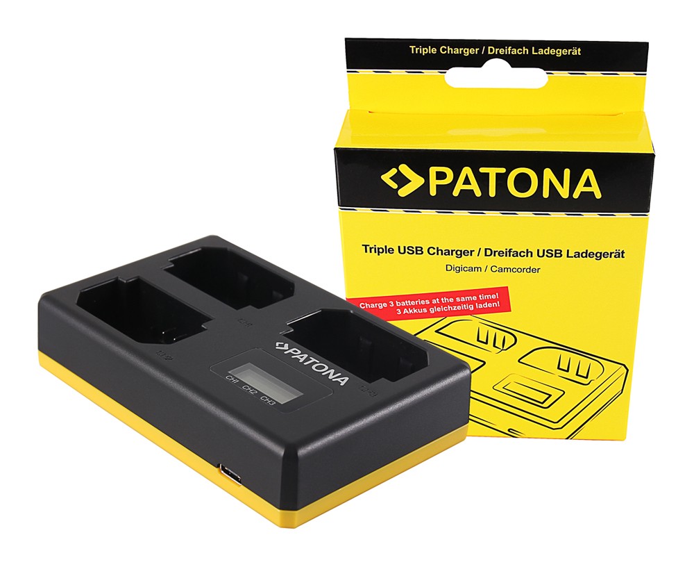 PATONA USB TRIPLE CHARGER SONY NPFZ100 A7 III A7M3 ALPHA 7 III A7 R III A7RM3 ALPHA 7 R III A9 ALPHA 9 FZ100