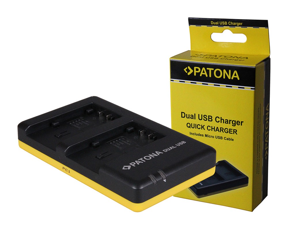 PATONA DUAL QUICKCHARGER PANASONIC VWVBT190 VBT380 HCV757 INCL. MICROUSB CABLE