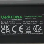 PATONA PREMIUM TWIN PERFORMANCE PD CHARGER FOR SONY F550 F750 F970 FM50 FM500H INCL. USBC CABLE