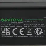PATONA PREMIUM TWIN PERFORMANCE PD CHARGER FOR SONY NPFW50 NEX A33 A55 NEX.3 NEX.3C NEX.5 NEX.5A NEX.5C INCL. USBC CABLE