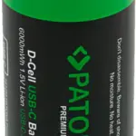 PATONA PREMIUM USBC 2X LR20 MONO D BATTERIES LITHIUM 6000MWH 1.5V RECHARGEABLE WITH 1 TO 2 USBC CHARGING CABLE