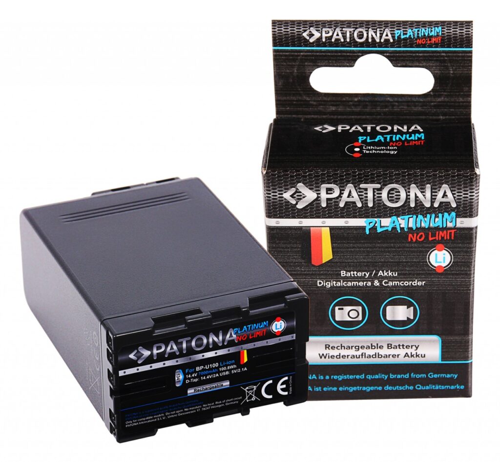 PATONA PLATINUM BATTERY AKKU BPU100 PER SONY PMWEX1 EX3 F3 F3K F3L FX5 FX7 FX9 PMW150 MIT 2X DTAP