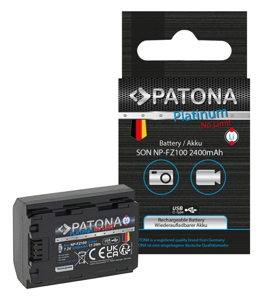 PATONA PLATINUM BATTERY WITH USBC INPUT FOR SONY NPFZ100 A7 III A7M3 ALPHA 7 III A7 R III A7RM3 ALPHA 7 R III A9 ALPHA 9