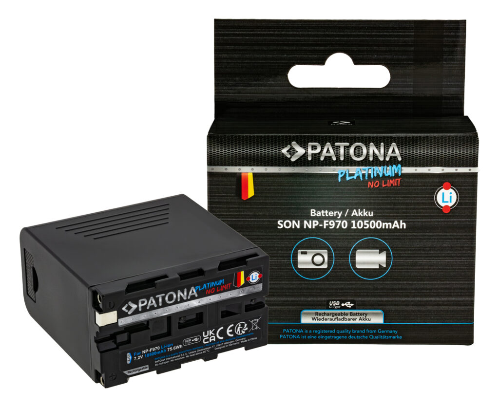 PATONA PLATINUM BATTERY WITH PD20W USBC IN/OUT FOR SONY NPF970 F960 F950 PD20W USBA 5V/2A