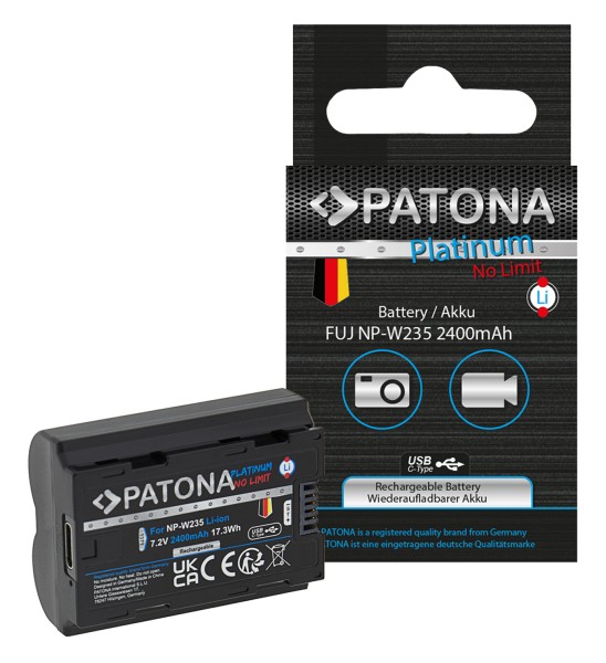 PATONA PLATINUM BATTERY WITH USBC INPUT FOR FUJI FINEPIX NPW235 XT4 XT4