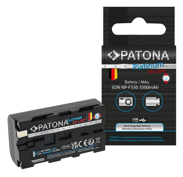 PATONA PLATINUM BATTERY WITH USBC INPUT FOR SONY NPF550 F330 F530 F750 F930 F920