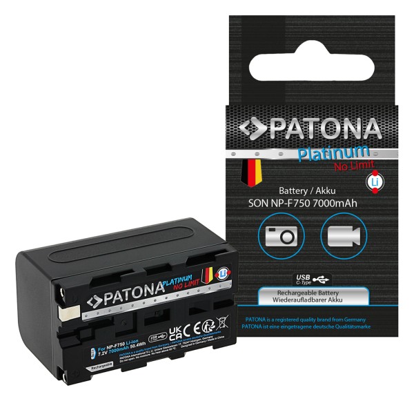 PATONA PLATINUM BATTERY WITH USBC INPUT FOR SONY NPF750 F330 F530 F550 F930 F920
