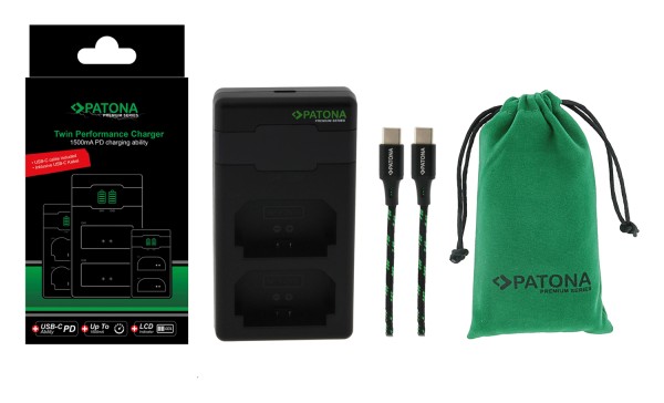 PATONA PREMIUM TWIN PERFORMANCE PD CHARGER FOR SONY NPFZ100 A7 III A7M3 ALPHA 7 III A7 R III A7RM3 ALPHA 7 R III A9 INCL. USBC CABLE