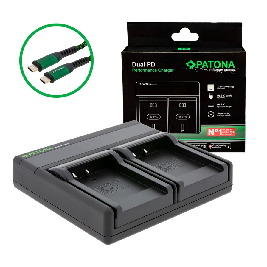 PATONA PREMIUM DUAL PD PERFORMANCE CHARGER FOR SONY NPBN1 INCL. USBC INPUT/OUTPUT