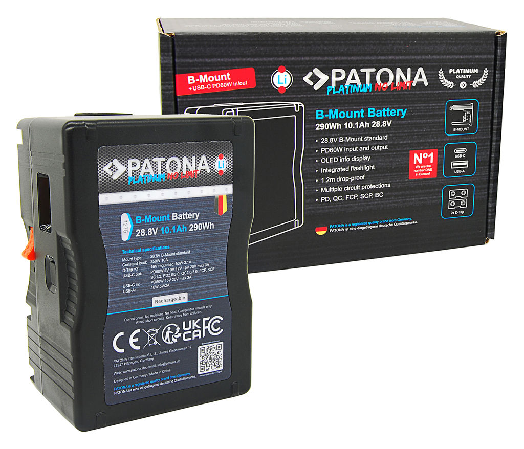 PATONA PLATINUM BATTERY BMOUNT WITH USBC INPUT AND OUTPUT PD60W 2X DTAP 16V 290W 101AH