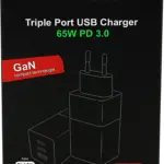 Alimentatore Premium GaN PD65W nero 2xUSBC 1xUSBA PD3.0 QC3.0 Nero