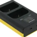 Carica Batterie Dual LCD USB per Olympus OM1 BLX1