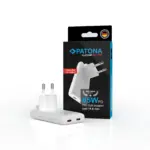 PATONA PLATINUM GAN PD65W FLAT ADAPTER WHITE 2X USBC PD3.0 QC3.0