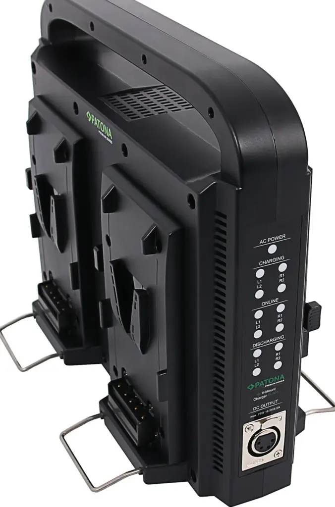 Caricabatterie parallelo a 4 vie per batterie Vunt con funzione di alimentazione con Cavo XLR a 4 pin