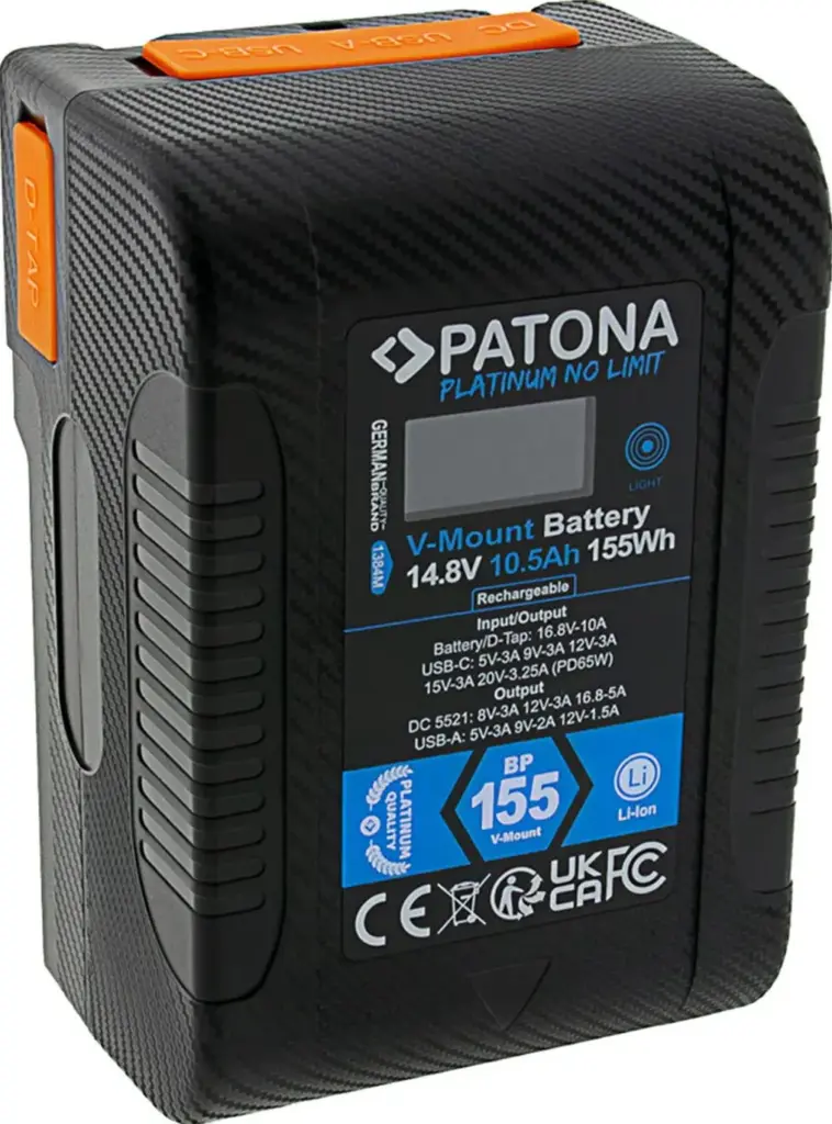 Platinum VMount Batteria BP155W PD65 155Wh USBC USBA 2xDTap DCout inclusa Custodia rigida