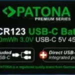 PREMIUM USBC 4X CR123A RECHARGEABLE LITHIUM BATTERIES 2400MWH 3.0V RECHARGEABLE WITH 1 TO 2