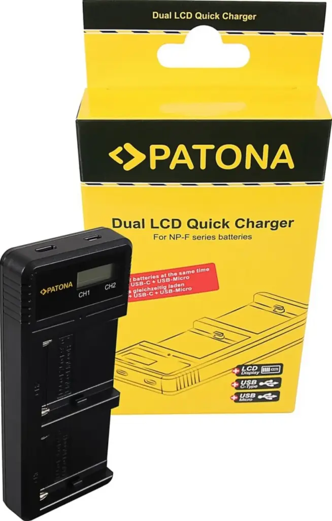 Caricabatteria Smart Dual LCD per batterie NPF
