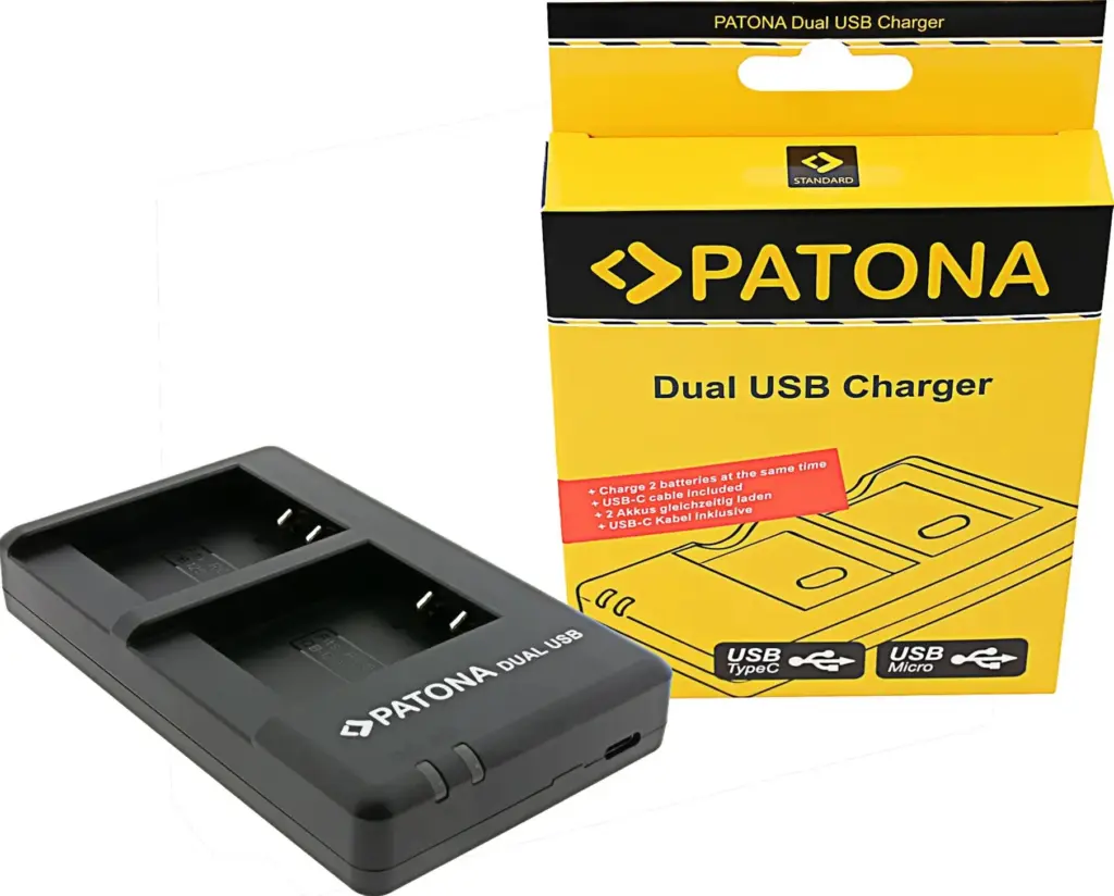 Caricabatterie doppio per Ricoh DB120 GR IV incl. cavo USBC