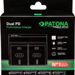 Caricabatteria Premium Dual PD Performance per Canon LPE6 con ingresso / uscita USBC