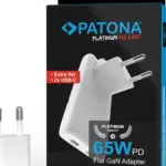 PLATINUM GAN PD65W FLAT ADAPTER WHITE 2X USBC PD3.0 QC3.0